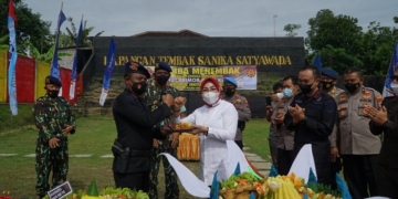Bupati Grobogan bersama Forkopimda saat menghadiri tasyakuran Paguyuban Eks Brimob Nusantara Polres Grobogan di Lapangan Tembak Sanika Satyawada, Selasa (16/11). (Muhamad Ansori / Lingkarjateng.id)
