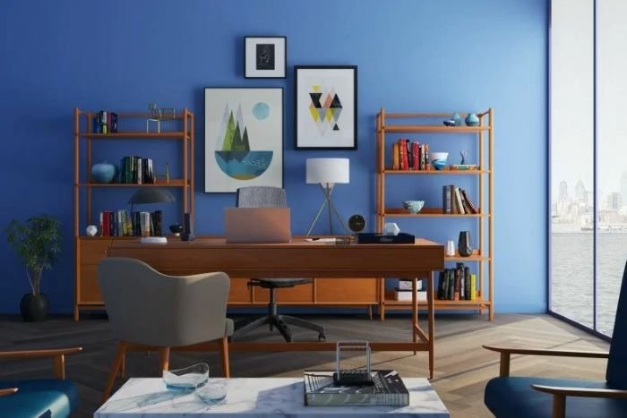 Inilah Tren Warna Cat Rumah 2022 25 ILUSTRASI - Interior rumah dengan warna biru. (Istimewa/Lingkarjateng.id)