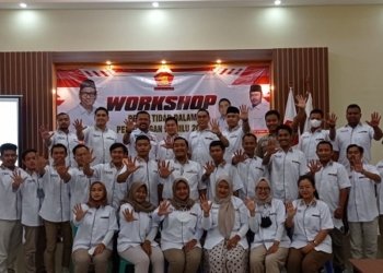 WORKSHOP: DPC Gerindra Kudus bersama Tidar menggelar workshop dalam rangka pemenangan Pemilu 2024 di Aula Gedung DPC Partai Gerindra Kudus pada Minggu (26/12). (Istimewa/Lingkarjateng.id)