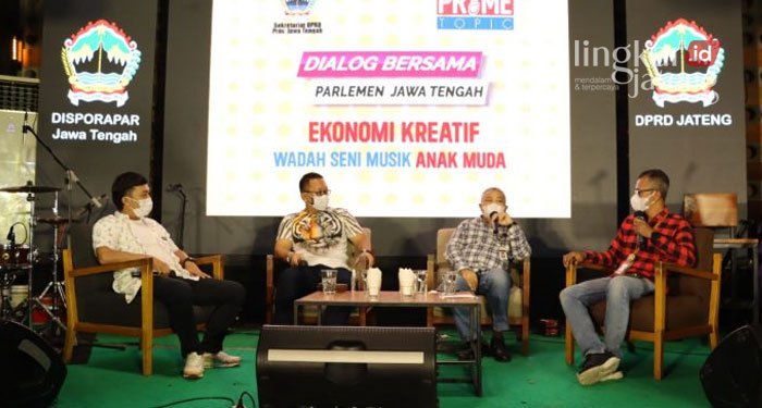 DIALOG BERSAMA: Anggota Komisi E Yudhi Indras Wiendarto saat menjadi narasumber dalam Prime Topic: Ekonomi Kreatif Wadah Seni Musik.