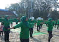 ENERGIK: Anggota persit Kodim 0717 Purwodadi saat melakukan senam di Kodim setempat