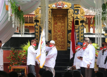 Pelantikan pengurus Dewan Pimpinan Cabang (DPC) Petanesia Kabupaten Jepara di Pura Dharma Loka, Desa Plajan Kecamatan Pakisaji.