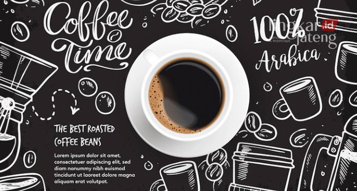 ILUSTRASI: Kopi yang sudah siap diminum dengan olahan dan proses yang tepat. (Sumber: Freepik @coolvector/Lingkarjateng.id)