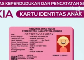 ILUSTRASI: Kartu Identitas Anak (Sumber Gambar: Dispendukcapil Jember/Lingkarjateng.id)