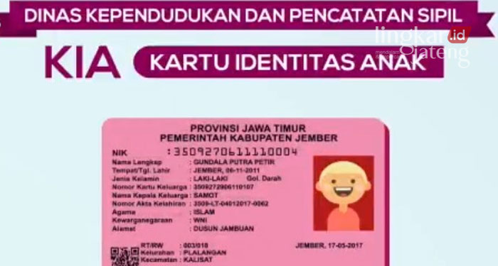 ILUSTRASI: Kartu Identitas Anak (Sumber Gambar: Dispendukcapil Jember/Lingkarjateng.id)
