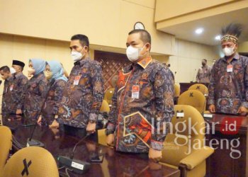 Ketua DPRD Kudus Masan saat menghadiri pelantikan ADKASI di Gedung Nusantara V MPR RI, Jakarta. (Istimewa/Lingkarjateng.id)