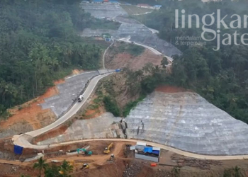 Lahan proyek Desa Wadas, Kecamatan Bener, Kabupaten Purworejo tampak dari atas. (Istimewa/Lingkarjateng.id)