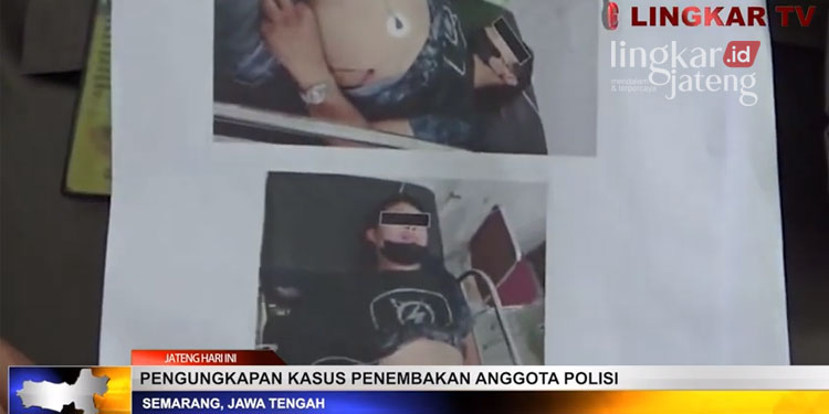 GELAR PERKARA: Polda Jateng menunjukkan foto oknum Polres Wonogiri yang menjadi pelaku pemerasan yang ditembak Tim Resmob Polresta Solo. (Tangkapan Layar Lingkar TV/Lingkarjateng.id)