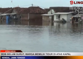 TERENDAM: Sejumlah rumah warga Kendal terendam banjir rob, baru-baru ini. (Dok. Lingkar TV/Lingkarjateng.id)