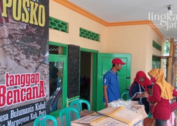 POSKO: Balai Desa Bulumanis Kidul disulap menjadi Posko Tanggap Bencana pascabanjir bandang yang menerjang pada Kamis, 14 Juli 2022. (Arif Febriyanto/Lingkarjateng.id)