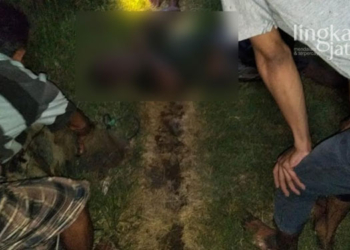 TEWAS: Seorang laki-laki ditemukan tidak bernyawa saat mencari ikan di sungai, Desa Margoyoso, Kabupaten Pati, baru-baru ini. (Aziz Afifi/Lingkarjateng.id)