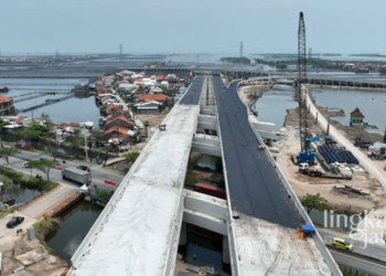 PROGRES: Progres pembangunan konstruksi Jalan Tol Semarang-Demak Seksi II. (Dok. Pemprov Jateng/Lingkarjateng.id)