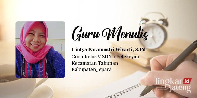 POTRET: Guru kelas V SDN Petekeyan, Kecamatan Tahunan, Kabupaten Jepara, Cintya Paramastri Wiyarti, S.Pd. (Istimewa/Lingkarjateng.id)