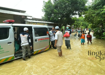 BANJIR: Desa Maguan, Kecamatan Kaliori, Kabupaten Rembang saat diterjang banjir beberapa waktu lalu. (R Teguh Wibowo/Lingkarjateng.id)