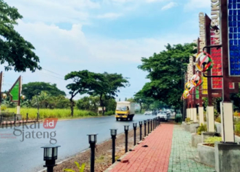 POTRET: Tampilan baru wajah kawasan perbatasan Pati-Kudus. (Arif Febriyanto/Lingkarjateng.id)