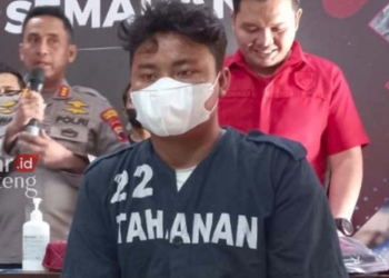 GELAR PERKARA: Polrestabes Semarang saat menggelar konferensi pers terhadap pelaku pembunuhan di Hotel Oawe Asia, Semarang di Mapolrestabes Semarang pada Kamis, 20 Oktober 2022. (Istimewa/Lingkarjateng.id)