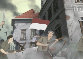 ILUSTRASI: Pertempuran 10 November 1945. (Youtube @MSV STUDIO/Lingkarjateng.id)