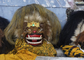 BUDAYA: Kepala Barong Wiro Singo Anom (rambut coklat) yang akan tampil Festival Barongan Nusantara pada Sabtu, 26 November 2022 besok. (Lilik Yuliantoro/Lingkarjateng.id)