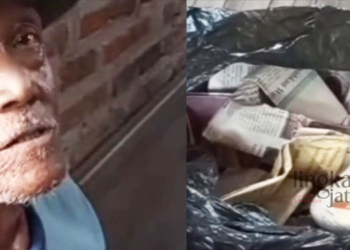 HIPNOTIS: Mbah Setu, penjual sapi yang menjadi korban hipnotis di Pasar Wage, Kecamatan Margorejo, Kabupaten Pati. (Dok. TikTok @faismaulana_46/Lingkarjateng.id)