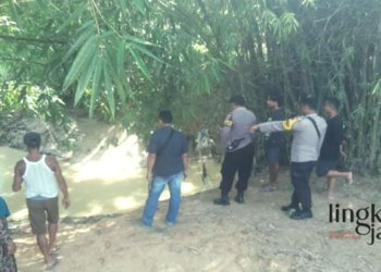 TKP: Lokasi penemuan bocah tewas tenggelam di sungai Desa Tarub, Kecamatan Tawangharjo, Kabupaten Grobogan pada Kamis, 1 Desember 2022. (Muhamad Ansori/Lingkarjateng.id)