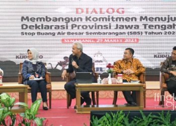 DIALOG: Penjabat Bupati Batang, Lani Dwi Rejeki (paling kiri) dalam dialog membangun komitmen deklarasi bersama Gubernur Jawa Tengah, Ganjar Pranowo, pada Rabu, 29 Maret 2023. (Dok. Official Website Pemkab Batang/Lingkarjateng.id)