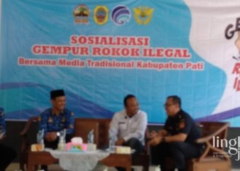 EVENT: Sosialisasi Gempur Rokok Ilegal yang digelar oleh Diskominfo Pati di Panggung Terbuka Suara Pati. (Dok. Diskominfo Pati/Lingkarjateng.id)