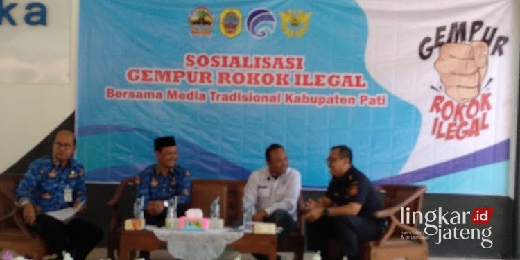 EVENT: Sosialisasi Gempur Rokok Ilegal yang digelar oleh Diskominfo Pati di Panggung Terbuka Suara Pati. (Dok. Diskominfo Pati/Lingkarjateng.id)