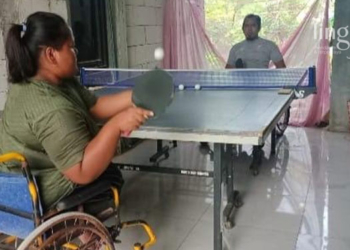 BERTANDING: Atlet paralympic NPCI Grobogan melakukan latihan tanding untuk persiapan Peparprov 2023. (Dok. NPCI Kabupaten Grobogan/Lingkarjateng.id)