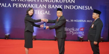 PROSESI: Pengukuhan Marwadi sebagai Kepala Perwakilan Bank Indonesia (BI) Tegal. (Dok. Humas BI Tegal/Lingkarjateng.id)