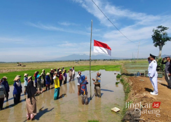 Camat Dukuhseti AGUS SUNARKO, S.STP., M.SI. Jadi Inspektur Upacara Bendera di Tengah Sawah