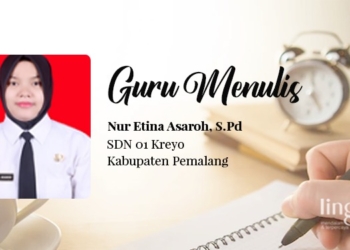 POTRET: Guru SDN 01 Kreyo Cibuyur, Kabupaten Pemalang, Nur Etina Asaroh, S.Pd. (Istimewa/Lingkarjateng.id)