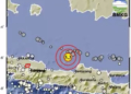 PUSAT GEMPA: Titik pusat gempa bumi yang terjadi di wilayah Jepara. (Tangkapan Layar Twitter @infoBMKG/Lingkarjateng.id)