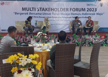 DISKUSI: Suasana kegiatan Multi Stakeholder Forum (MSF) di Ono Joglo Hotel Jepara, Rabu, 6 September 2023 yang diselenggarakan PT PLN Unit Pelaksana Pelayanan Pelanggan (UP3) Kudus. (Tomi Budianto/Lingkarjateng.id)