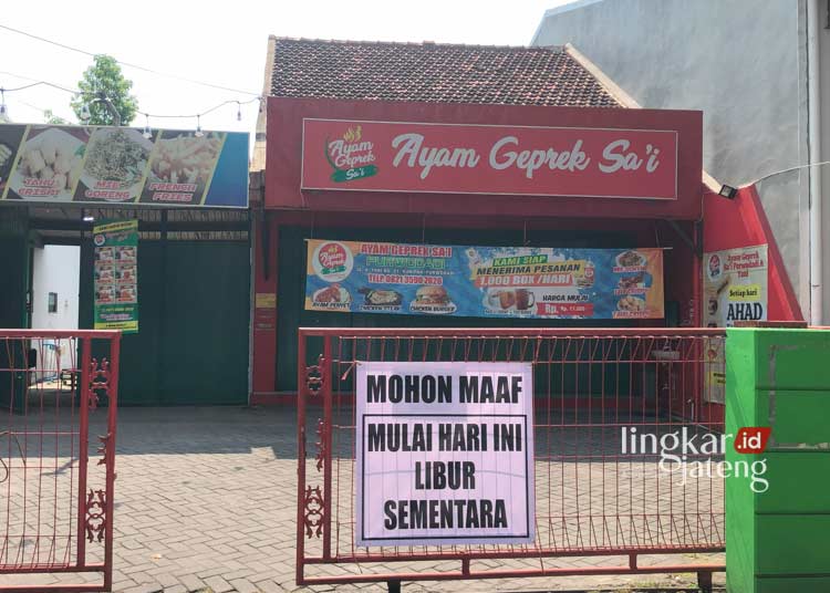 DITUTUP PERMANEN: Outlet restoran Ayam Geprek Sa'i di Kabupaten Grobogan dilarang beroperasi karena tak membayar pajak sesuai Perbup Nomor 39 Tahun 2019. (E