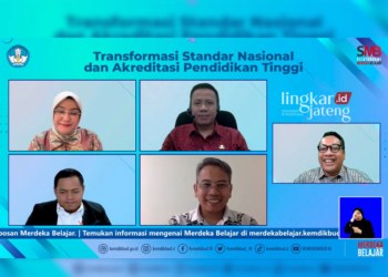 Webinar Silaturahmi Merdeka Belajar (SMB), dengan tema Transformasi Standar Nasional dan Akreditasi Pendidikan Tinggi”, pada Kamis, 7 September 2023. (Dok. Kemendikbudristek/Lingkarjateng.id)