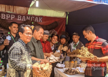 DIKENALKAN: Berbagai produk unggulan pertanian asal Kabupaten Semarang dipamerkan dalam Agro Festival 2023. (Hesty Imaniar/Lingkarjateng.id)