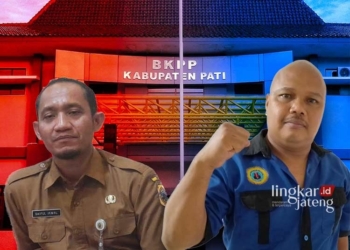 Kepala BKPP Pati, Saiful Ikmal (kiri) dan Panglima Komando Strategi (Pangkostrat), Mantra Cahya Basuk (kanan). (Dok. Lingkar/Lingkarjateng.id)