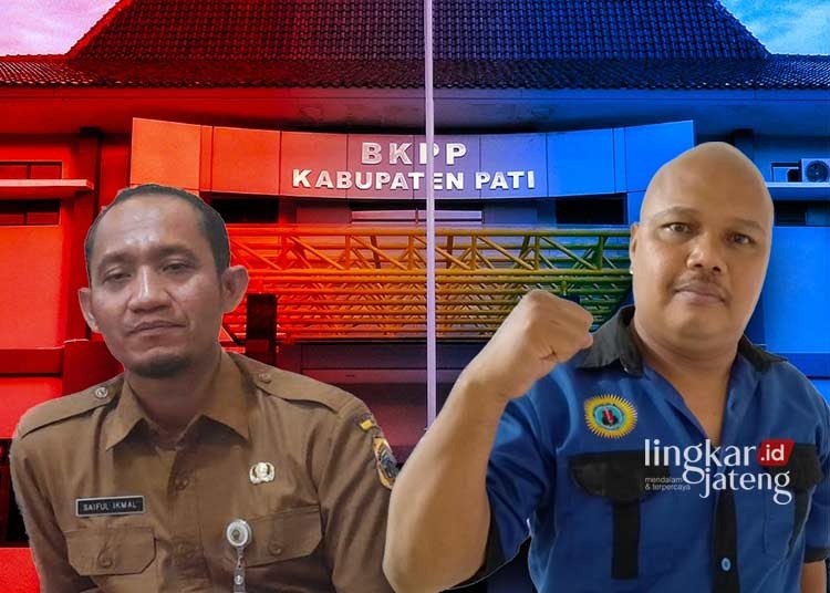 Tuntut Keadilan Rekrutmen PPPK Pati, Ormas Mantra akan Demo 7 Hari 25 Kepala BKPP Pati, Saiful Ikmal (kiri) dan Panglima Komando Strategi (Pangkostrat), Mantra Cahya Basuk (kanan). (Dok. Lingkar/Lingkarjateng.id)