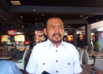 Ketua DPC Gerindra Kudus, Sulistyo Utomo saat ditemui usai kegiatan di Hotel Gribta Kudus pada Kamis, 30 November 2023. (Ihza Fajar/Lingkarjateng.id)