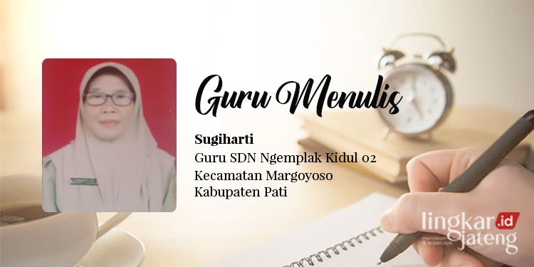 Guru SDN Ngemplak Kidul 02, Kecamatan Margoyoso, Kabupaten Pati, Sugiharti. (Dok. Pribadi/Lingkarjateng.id)