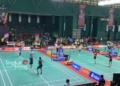SPORTIVITAS: Tampak para pemain sedang mengikuti pertandingan Gubernur Cup 2023 di GOR Djarum, Kecamatan Jati, Kabupaten Kudus. (Nisa Hafizhotus Syarifa/Lingkarjateng.id)