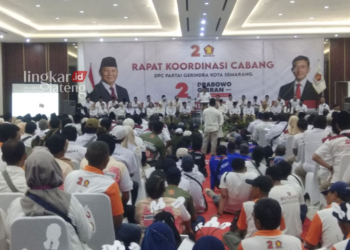 PANASKAN MESIN PARTAI: Rapat Koordinasi Cabang DPC Gerindra Kota Semarang, Minggu, 19 November 2023. (Rizky Syahrul/Lingkarjateng.id)