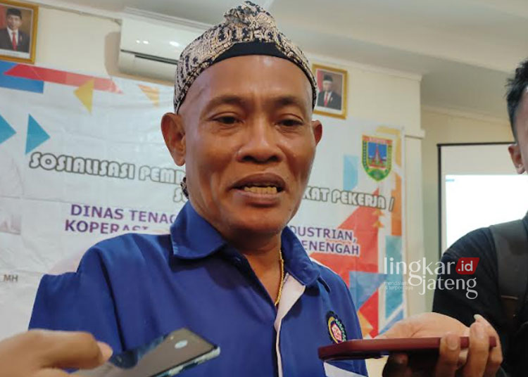 Ketua FSP RTMM SPSI Kudus, Subaan. (Nisa Hafizhotus Syarifa/Lingkarjateng.id)