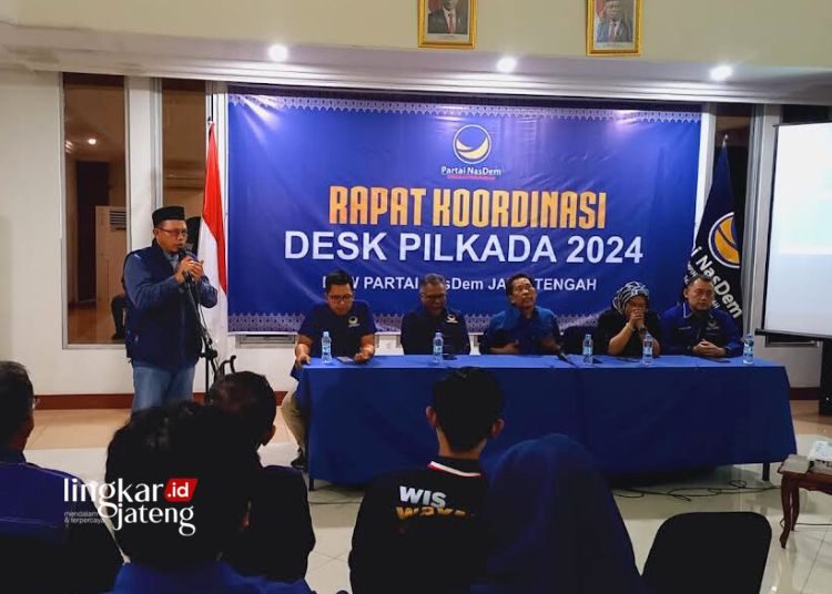 RAPAT: Suasana rapat koordinasi Desk Pilkada DPW NasDem Jawa Tengah. (NasDem Jateng/Lingkarjateng.id)