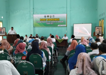 Wakil Bupati Rembang, Haines Cholil Barro' membuka Rapat Koordinasi Penguatan Pendamping dan Pemberdayaan Masyarakat Desa yang digelar Dinas Pemberdayaan Masyarakat dan Desa (Dinpermades) Rembang Desa di Gedung Hijau Komplek Rumah Dinas Wakil Bupati Rembang, Rabu 29 Mei 2024. (Vicky Rio/Lingkarjateng.id)
