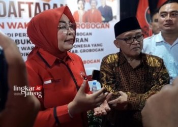 Ketua DPC Partai Demokrasi Indonesia Perjuangan (PDIP) Grobogan, Sri Sumarni. (Eko Wicaksono/Lingkarjateng.id)