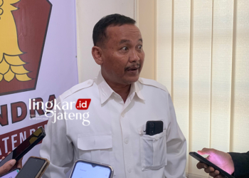 Ketua Desk Pilkada 2024 Partai Gerindra Demak, Marwan saat ditemui di DPC Gerindra. (M. Burhan A/Lingkarjateng.id)