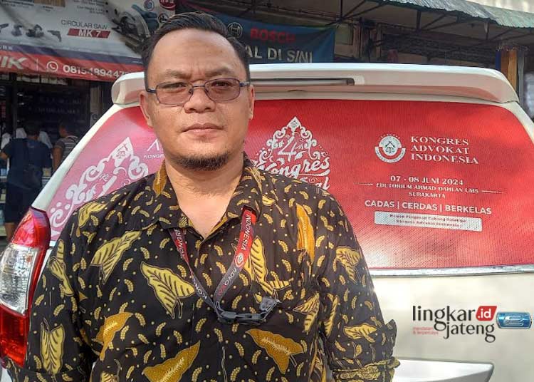 Handrianus Handyar Radhitya, kuasa hukum wasit korban pengeroyokan saat laga final Turnamen Bener Bersatu Cup III Piala Bupati Semarang 2024. (Hesty Imaniar/Lingkarjateng.id)