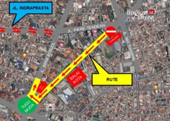 Ilustrasi pengalihan arus lalu lintas di Jalan Pemuda Semarang. (Dok. Lingkarjateng.id)