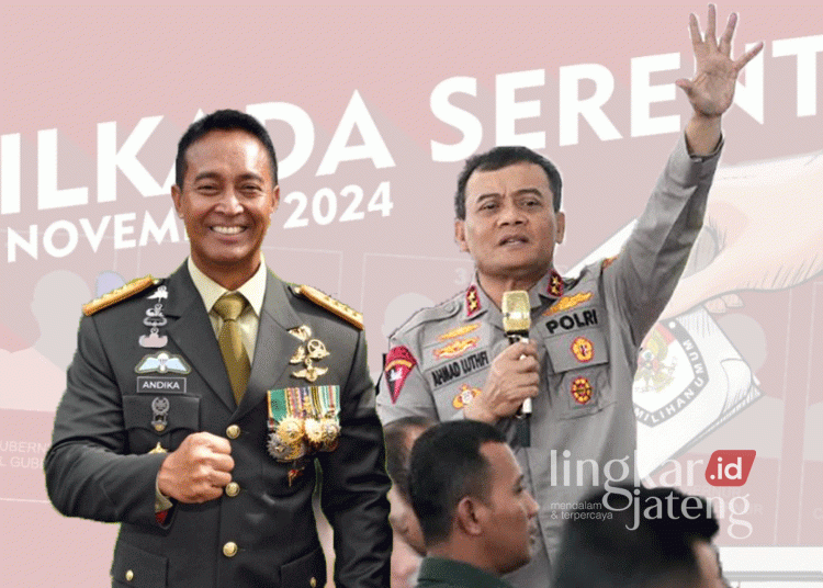 Jenderal TNI Purnawirawan Andika Perkasa (kanan) dan Kapolda Jateng Irjen Pol. Ahmad Luthfi (kanan). (Antara/Lingkarjateng.id)